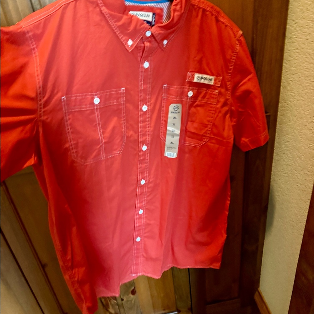 Magellan Outdoors Red Casual Button Down Shirt
